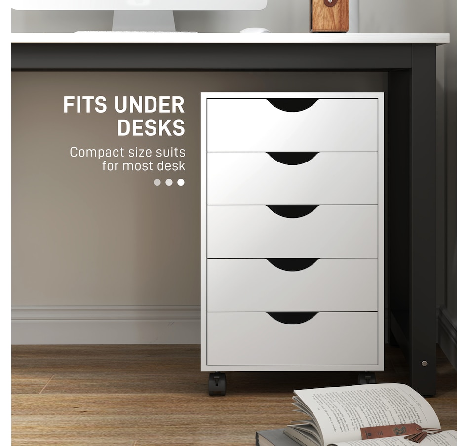 Image 962163_ALTMORE5.jpg, Product 962-163 / Price $109.99, HOMCOM File Cabinet with 5 Drawer Wheels Storage Organizer White from HOMCOM on TSC.ca's Home & Garden department