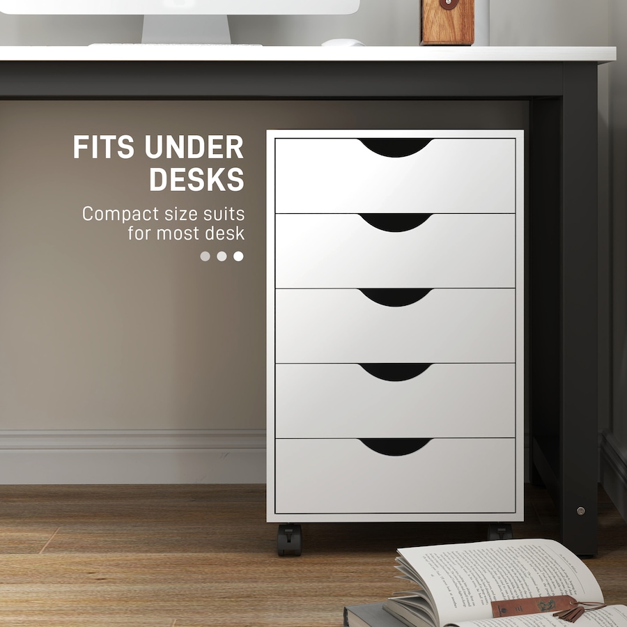 Image 962163_ALTMORE5.jpg, Product 962-163 / Price $109.99, HOMCOM File Cabinet with 5 Drawer Wheels Storage Organizer White from HOMCOM on TSC.ca's Home & Garden department