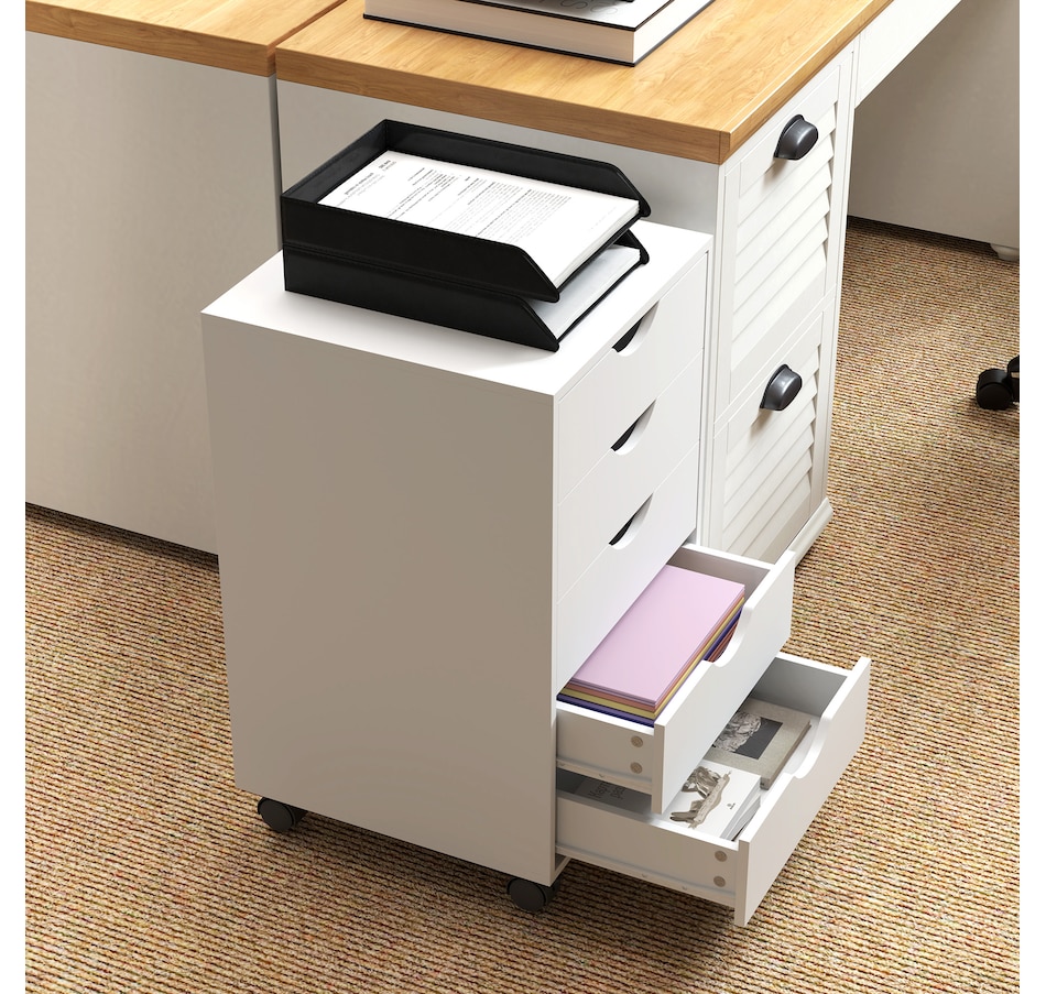 Image 962163_ALTMORE7.jpg, Product 962-163 / Price $109.99, HOMCOM File Cabinet with 5 Drawer Wheels Storage Organizer White from HOMCOM on TSC.ca's Home & Garden department