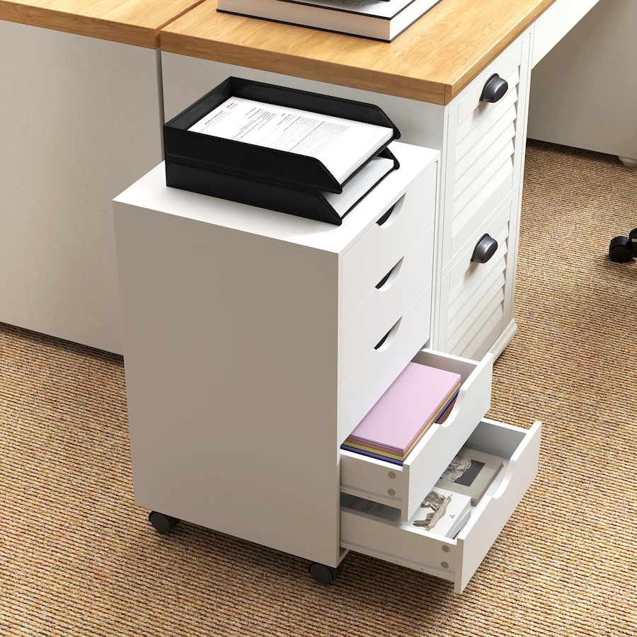 Image 962163_ALTMORE7.jpg, Product 962-163 / Price $109.99, HOMCOM File Cabinet with 5 Drawer Wheels Storage Organizer White from HOMCOM on TSC.ca's Home & Garden department