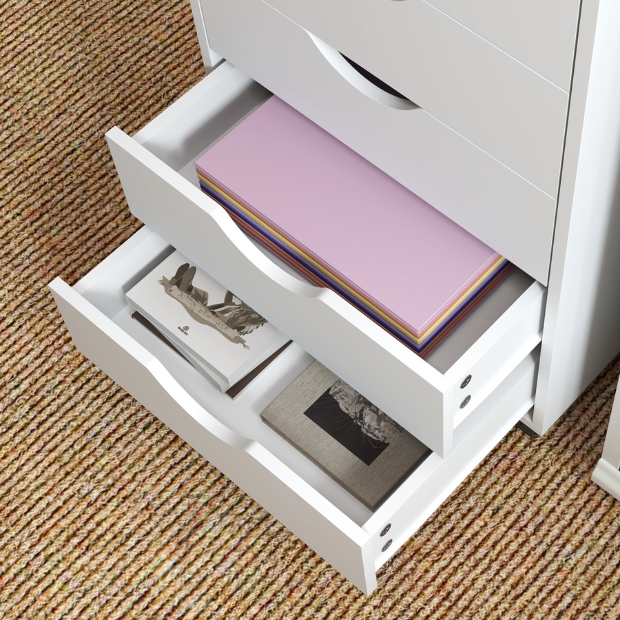Image 962163_ALTMORE8.jpg, Product 962-163 / Price $109.99, HOMCOM File Cabinet with 5 Drawer Wheels Storage Organizer White from HOMCOM on TSC.ca's Home & Garden department