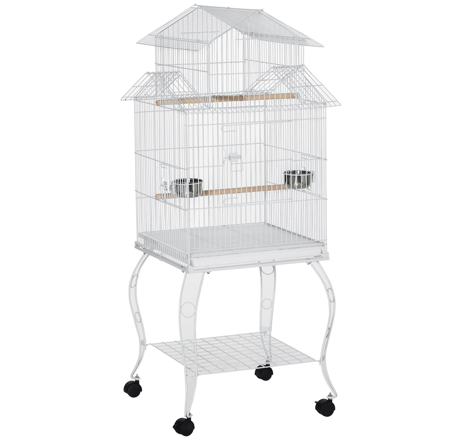 Image 962166.jpg, Product 962-166 / Price $119.99, PawHut 53.9'' Large Rolling Steel Bird Cage Bird House with Wheels, White from PawHut on TSC.ca's Home & Garden department