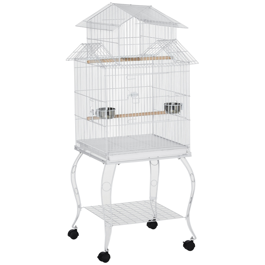 Image 962166.jpg, Product 962-166 / Price $135.99, PawHut 53.9'' Large Rolling Steel Bird Cage Bird House with Wheels, White from PawHut on TSC.ca's Home & Garden department