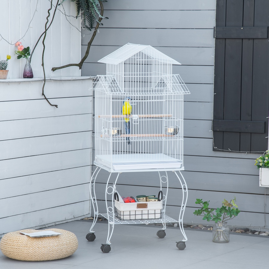 Image 962166_ALTMORE1.jpg, Product 962-166 / Price $135.99, PawHut 53.9'' Large Rolling Steel Bird Cage Bird House with Wheels, White from PawHut on TSC.ca's Home & Garden department