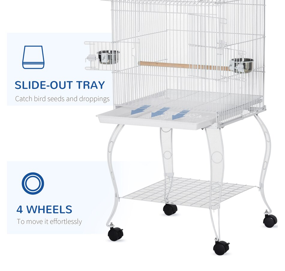 Image 962166_ALTMORE3.jpg, Product 962-166 / Price $119.99, PawHut 53.9'' Large Rolling Steel Bird Cage Bird House with Wheels, White from PawHut on TSC.ca's Home & Garden department
