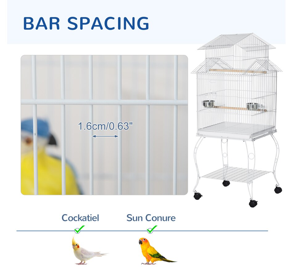 Image 962166_ALTMORE5.jpg, Product 962-166 / Price $119.99, PawHut 53.9'' Large Rolling Steel Bird Cage Bird House with Wheels, White from PawHut on TSC.ca's Home & Garden department