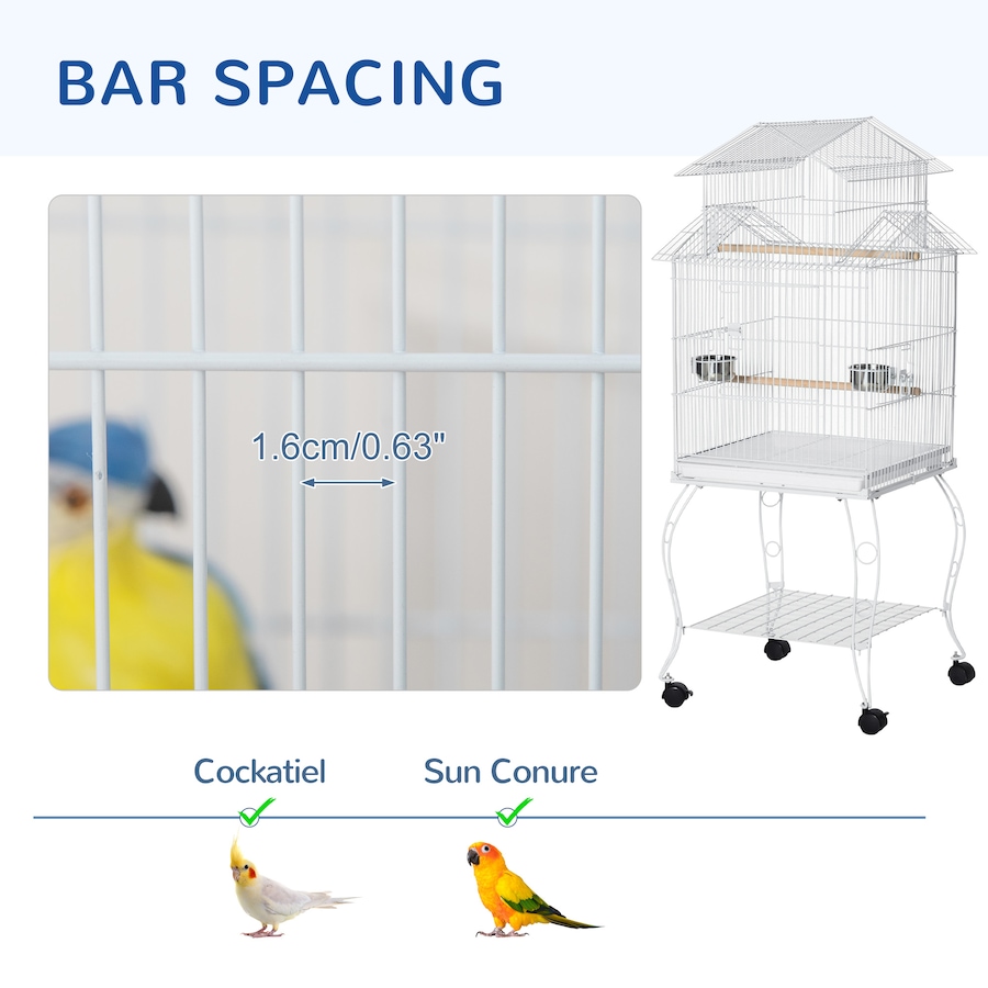Image 962166_ALTMORE5.jpg, Product 962-166 / Price $135.99, PawHut 53.9'' Large Rolling Steel Bird Cage Bird House with Wheels, White from PawHut on TSC.ca's Home & Garden department
