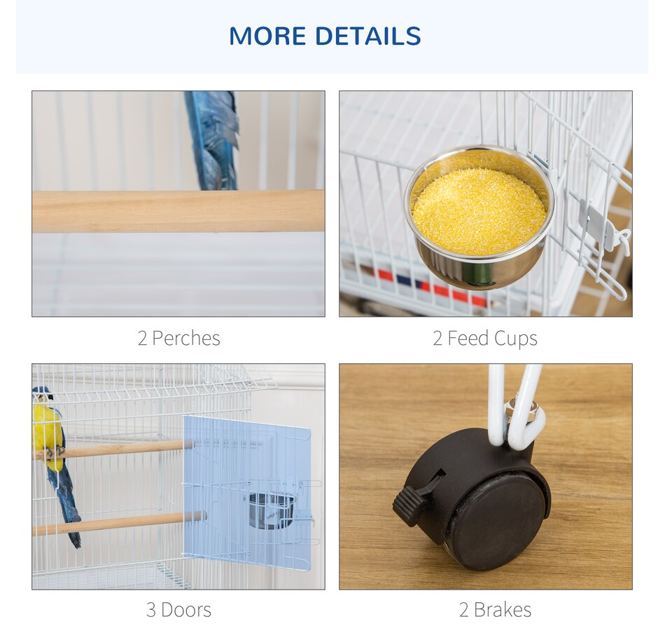 Image 962166_ALTMORE6.jpg, Product 962-166 / Price $119.99, PawHut 53.9'' Large Rolling Steel Bird Cage Bird House with Wheels, White from PawHut on TSC.ca's Home & Garden department