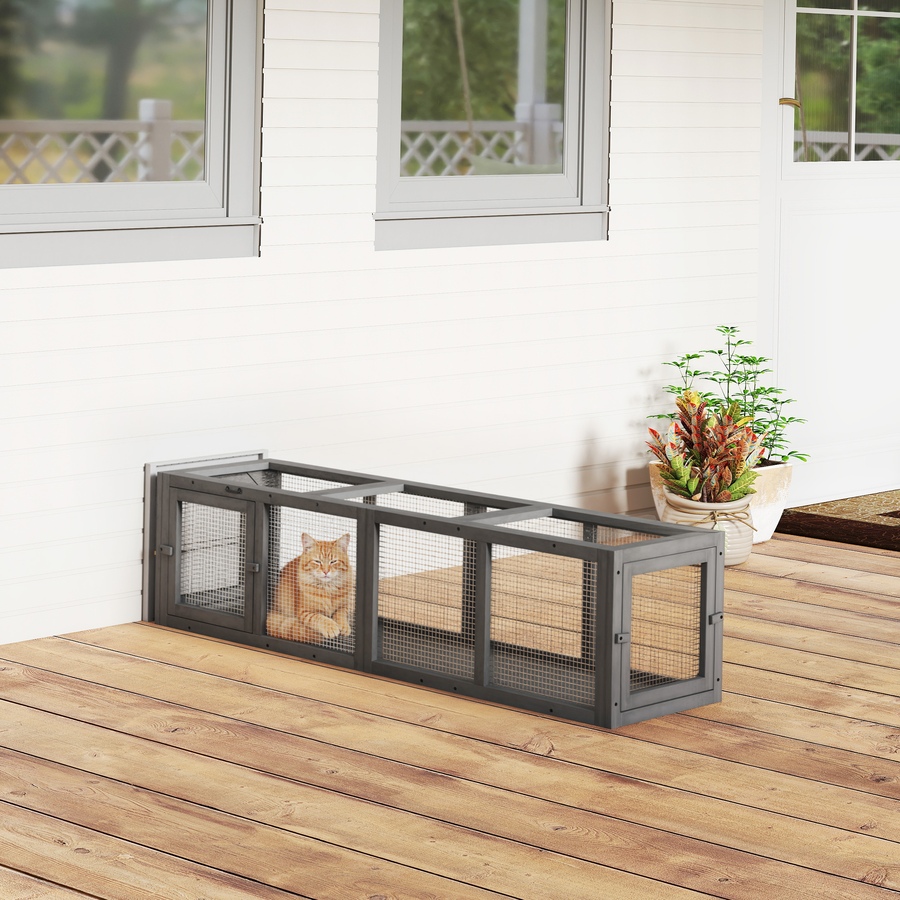 Image 962172_ALTMORE1.jpg, Product 962-172 / Price $119.99, PawHut Outdoor Cat Tunnel, Extendable Pet Enclosure with 3 Doors, Grey from PawHut on TSC.ca's Home & Garden department