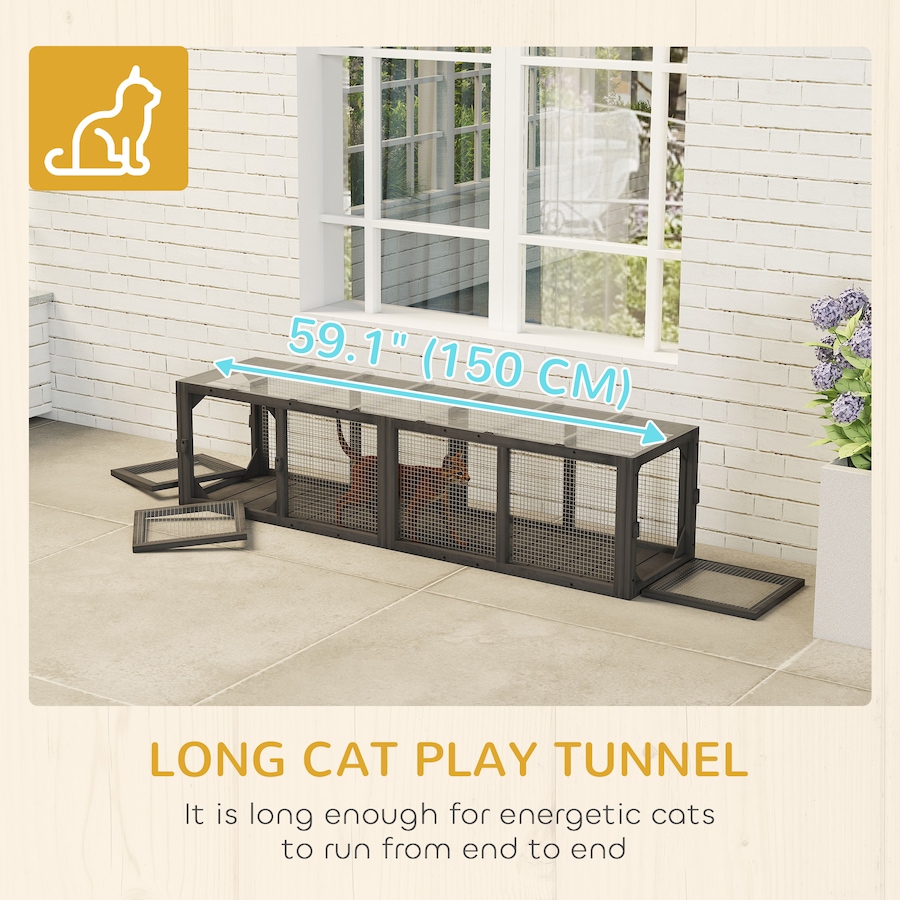 Image 962172_ALTMORE6.jpg, Product 962-172 / Price $119.99, PawHut Outdoor Cat Tunnel, Extendable Pet Enclosure with 3 Doors, Grey from PawHut on TSC.ca's Home & Garden department