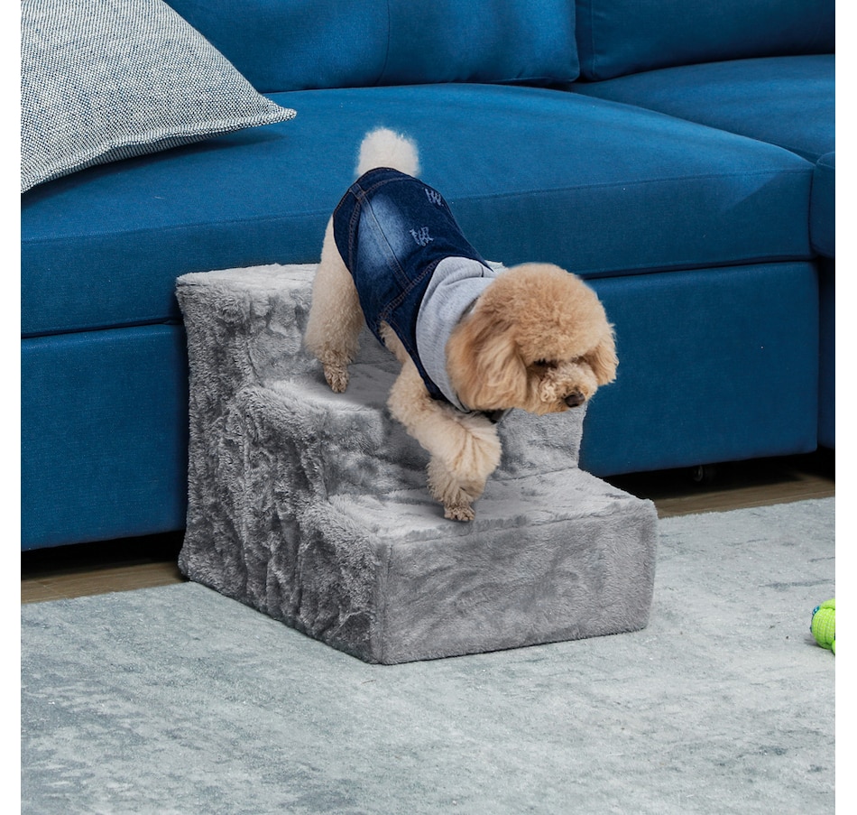Image 962175_ALTMORE1.jpg, Product 962-175 / Price $41.99, PawHut 3-Step Pet Steps Cat Stairs, Cats/Dogs, Climbing on Bed, Light Grey from PawHut on TSC.ca's Home & Garden department
