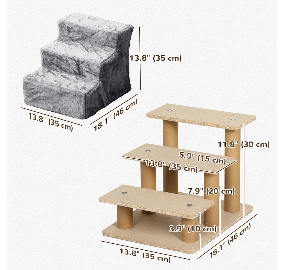 Image 962175_ALTMORE2.jpg, Product 962-175 / Price $41.99, PawHut 3-Step Pet Steps Cat Stairs, Cats/Dogs, Climbing on Bed, Light Grey from PawHut on TSC.ca's Home & Garden department