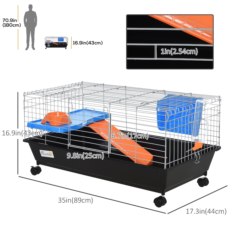 Image 962188_ALTMORE2.jpg, Product 962-188 / Price $91.99, PawHut Small Animal Cage with Food Dish, Water Bottle, Hay Feeder, Black from PawHut on TSC.ca's Home & Garden department