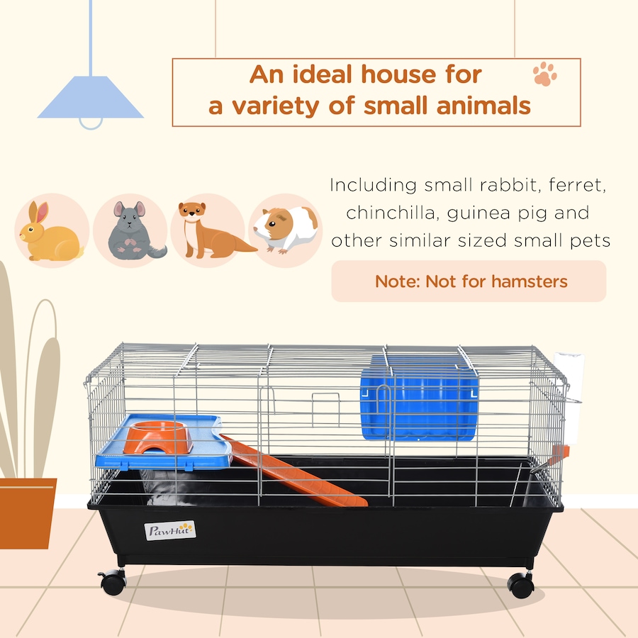 Image 962188_ALTMORE3.jpg, Product 962-188 / Price $91.99, PawHut Small Animal Cage with Food Dish, Water Bottle, Hay Feeder, Black from PawHut on TSC.ca's Home & Garden department
