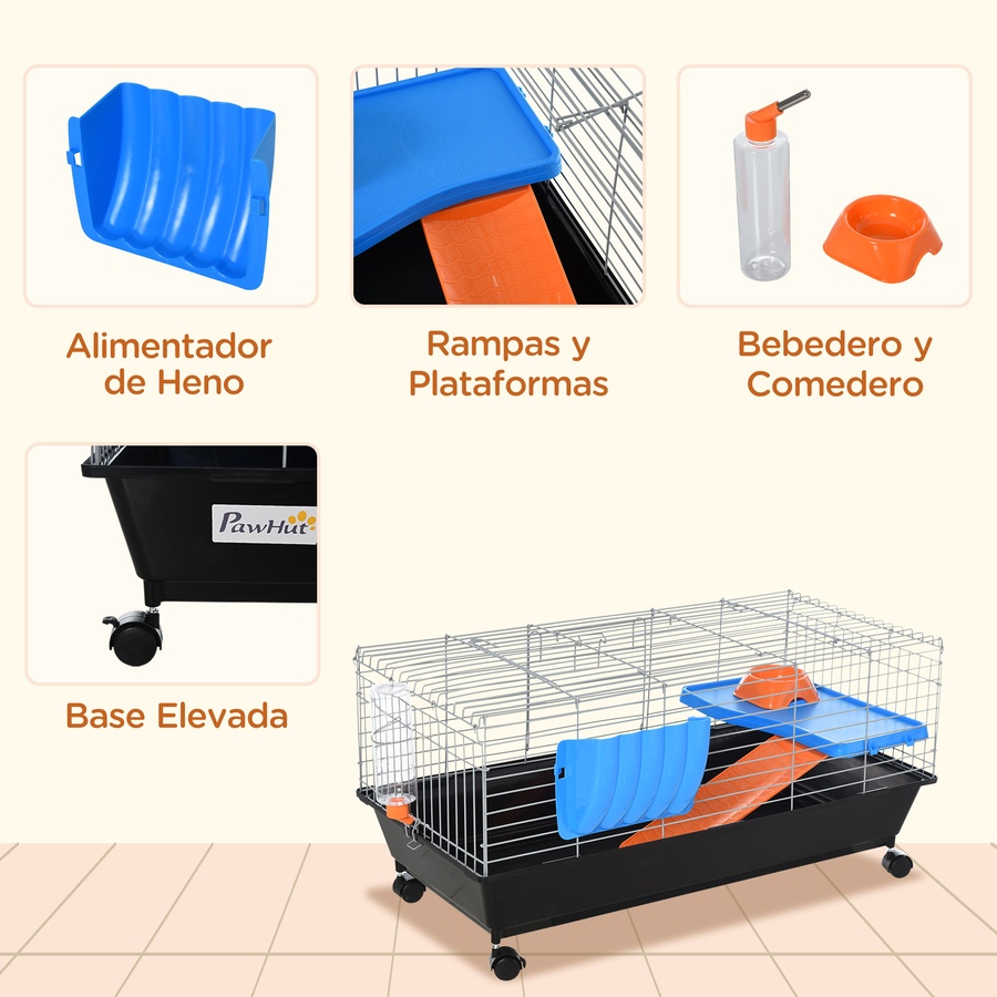 Image 962188_ALTMORE5.jpg, Product 962-188 / Price $91.99, PawHut Small Animal Cage with Food Dish, Water Bottle, Hay Feeder, Black from PawHut on TSC.ca's Home & Garden department