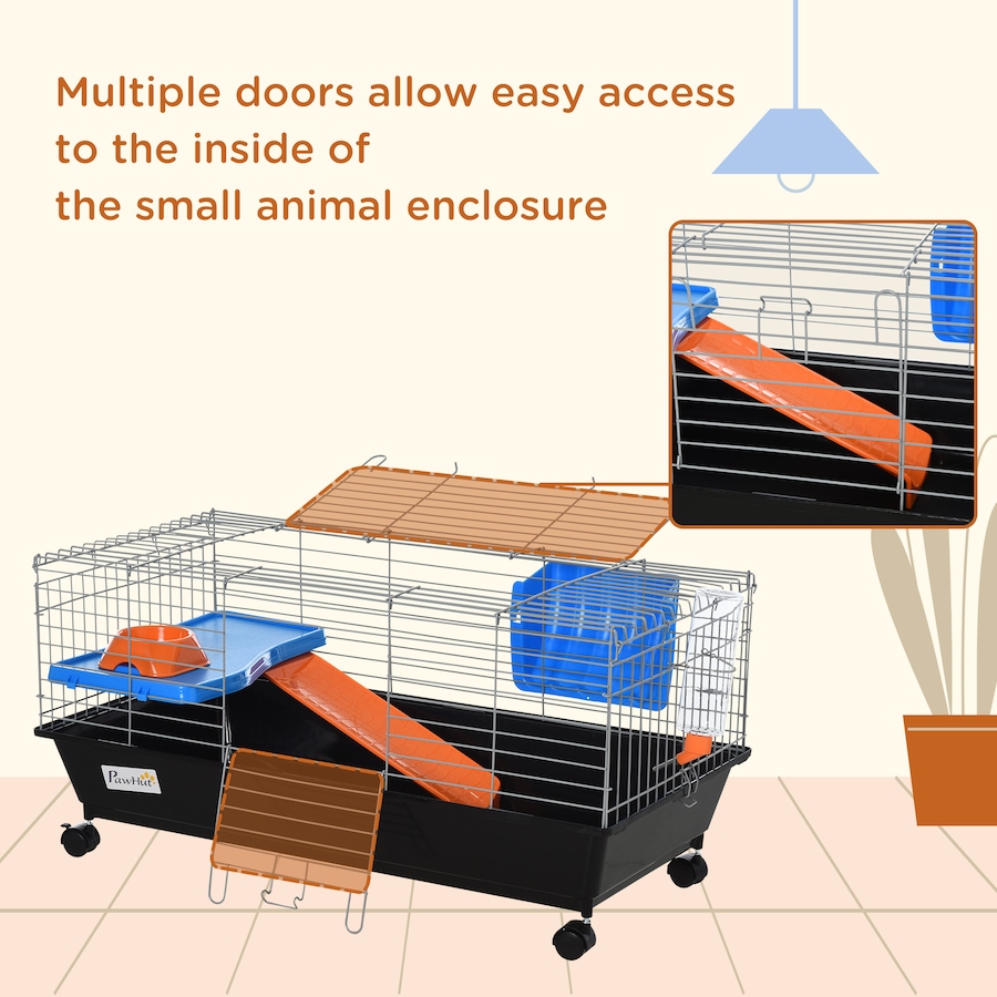Image 962188_ALTMORE6.jpg, Product 962-188 / Price $91.99, PawHut Small Animal Cage with Food Dish, Water Bottle, Hay Feeder, Black from PawHut on TSC.ca's Home & Garden department
