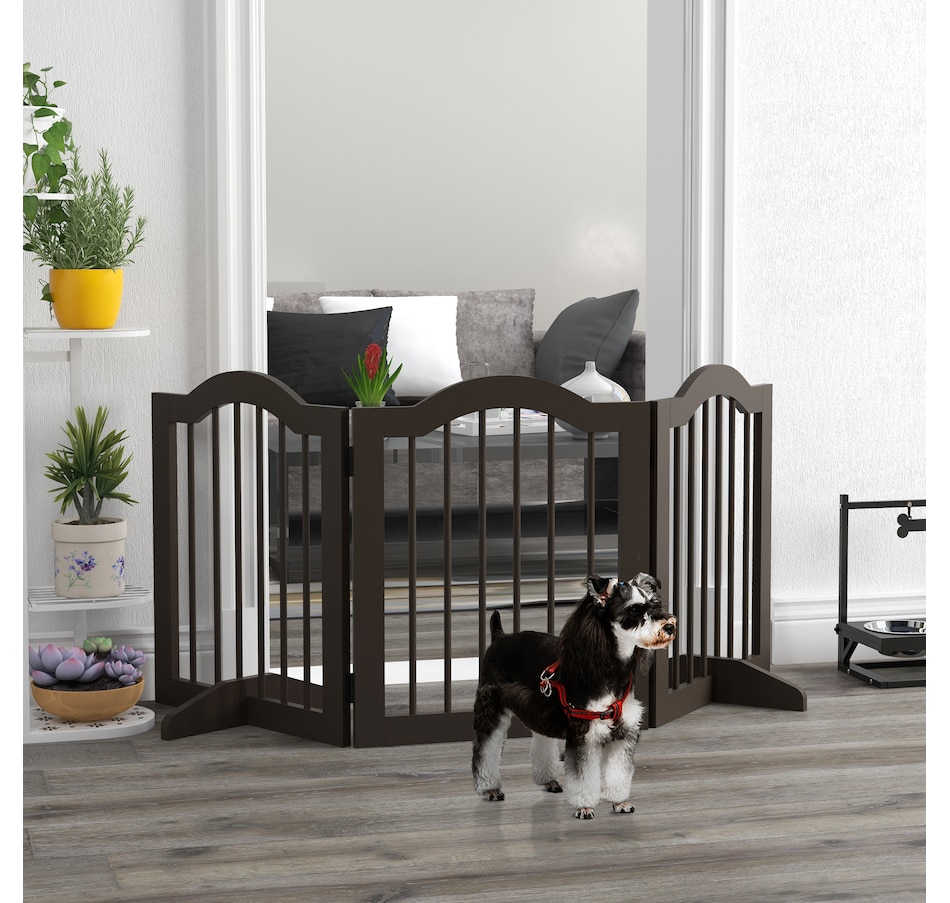 Image 962195_ALTMORE1.jpg, Product 962-195 / Price $81.99, PawHut Freestanding Pet Gate with 2 Support Feet, Coffee from PawHut on TSC.ca's Home & Garden department