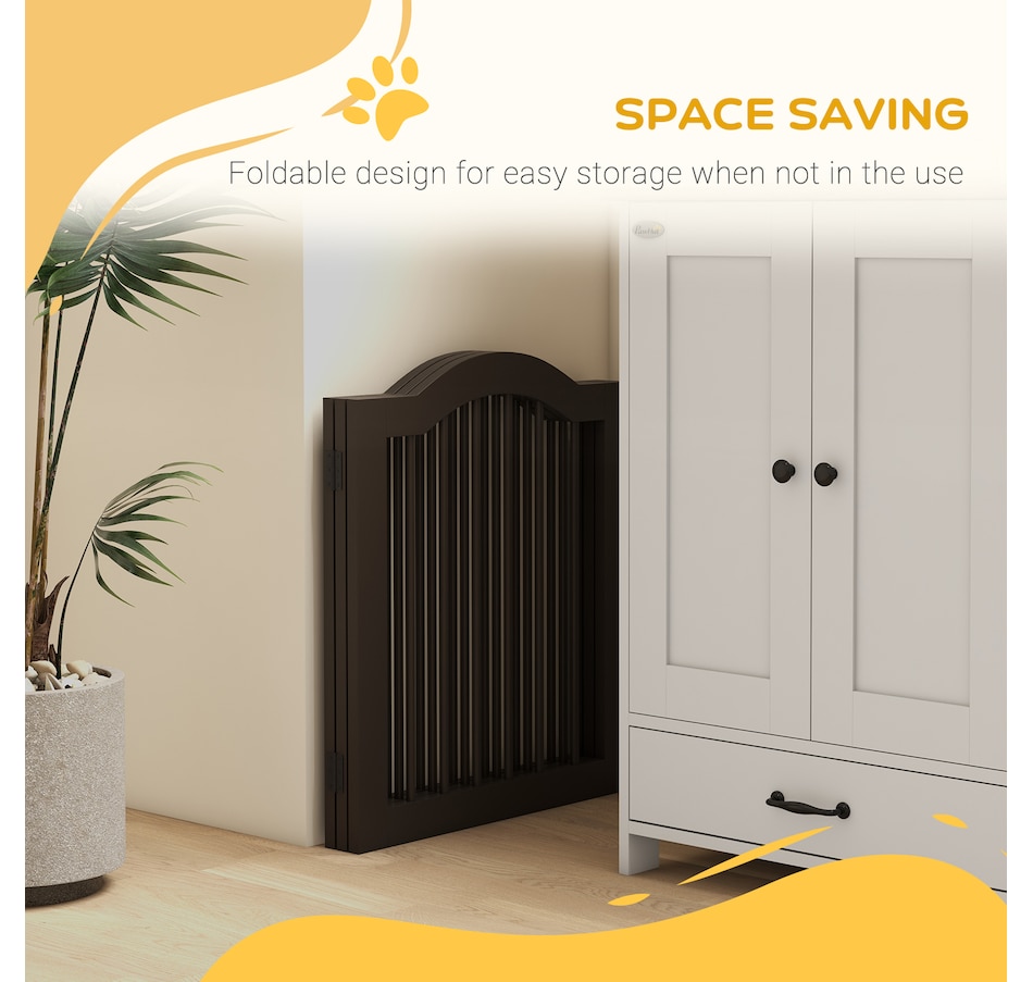 Image 962195_ALTMORE4.jpg, Product 962-195 / Price $81.99, PawHut Freestanding Pet Gate with 2 Support Feet, Coffee from PawHut on TSC.ca's Home & Garden department