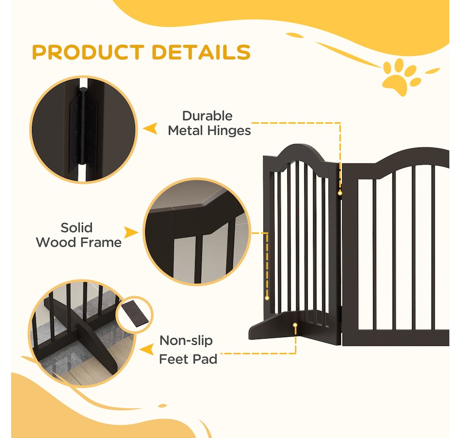 Image 962195_ALTMORE5.jpg, Product 962-195 / Price $81.99, PawHut Freestanding Pet Gate with 2 Support Feet, Coffee from PawHut on TSC.ca's Home & Garden department