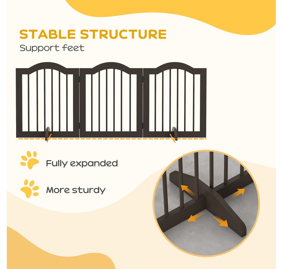 Image 962195_ALTMORE6.jpg, Product 962-195 / Price $81.99, PawHut Freestanding Pet Gate with 2 Support Feet, Coffee from PawHut on TSC.ca's Home & Garden department