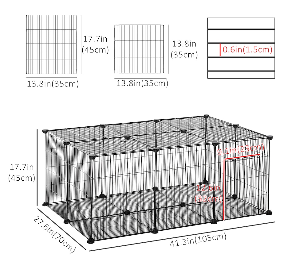 Image 962198_ALTMORE2.jpg, Product 962-198 / Price $62.99, PawHut Pet Playpen, Small Animal Cage, Metal Fence for Bunny Guinea Pig from PawHut on TSC.ca's Home & Garden department