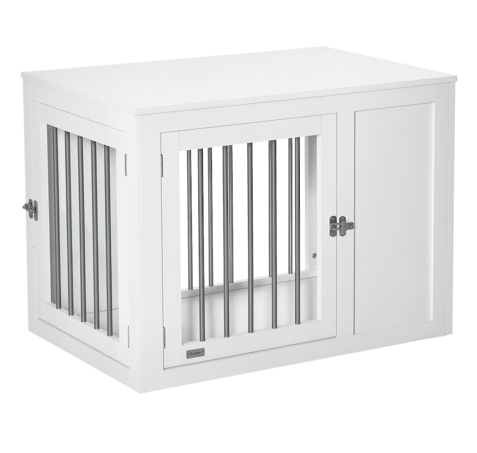 Image 962201.jpg, Product 962-201 / Price $129.99, PawHut End Table Pet Cage Kennel with Two Doors for Medium Dogs, White from PawHut on TSC.ca's Home & Garden department