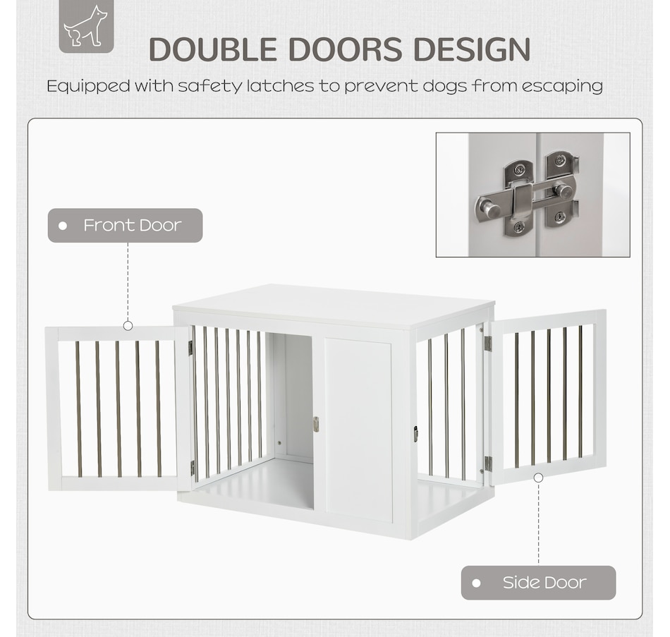 Image 962201_ALTMORE4.jpg, Product 962-201 / Price $129.99, PawHut End Table Pet Cage Kennel with Two Doors for Medium Dogs, White from PawHut on TSC.ca's Home & Garden department
