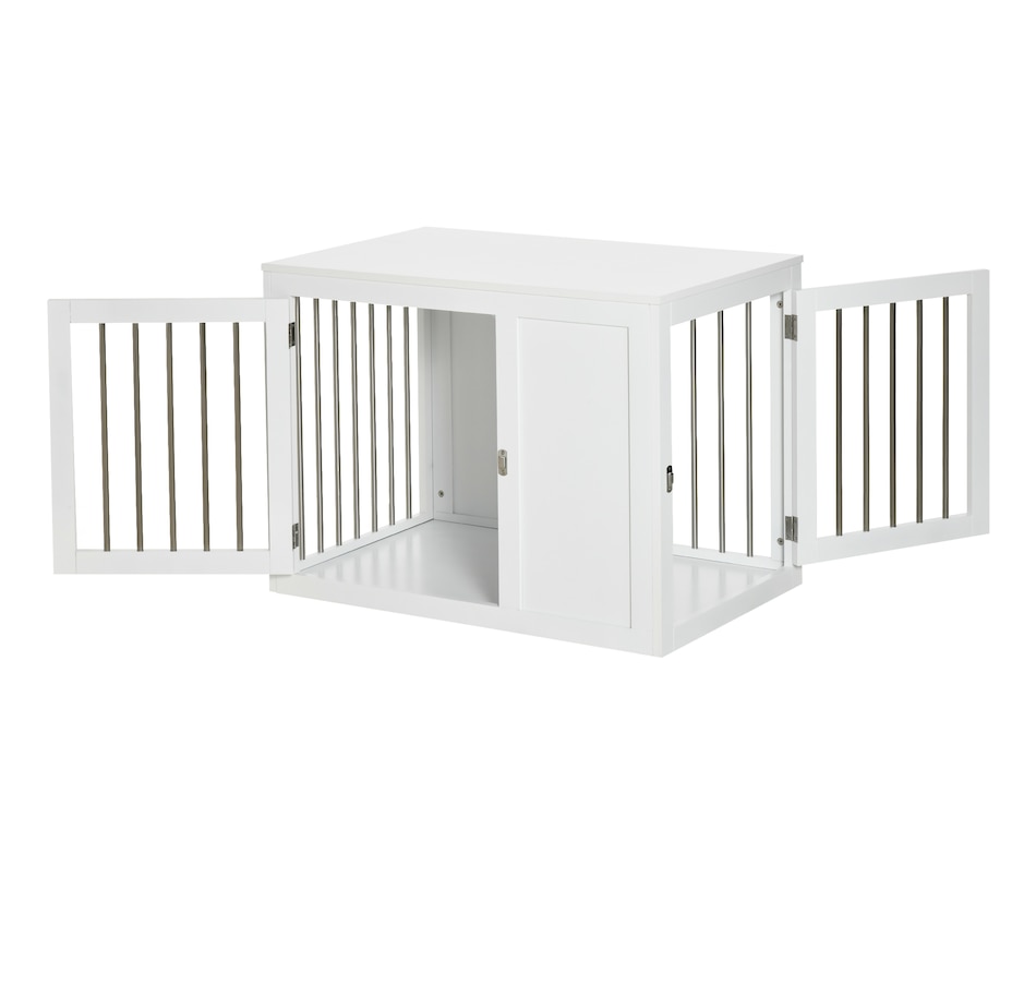 Image 962201_ALTMORE7.jpg, Product 962-201 / Price $129.99, PawHut End Table Pet Cage Kennel with Two Doors for Medium Dogs, White from PawHut on TSC.ca's Home & Garden department
