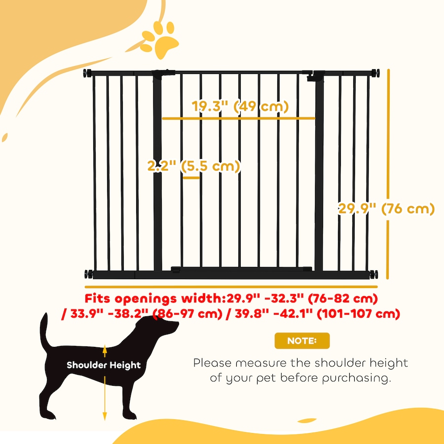 Image 962203_ALTMORE2.jpg, Product 962-203 / Price $72.99, PawHut Pressure Fitted Pet Dog Safety Gate Metal Fence 29.9'' Tall, Black from PawHut on TSC.ca's Home & Garden department