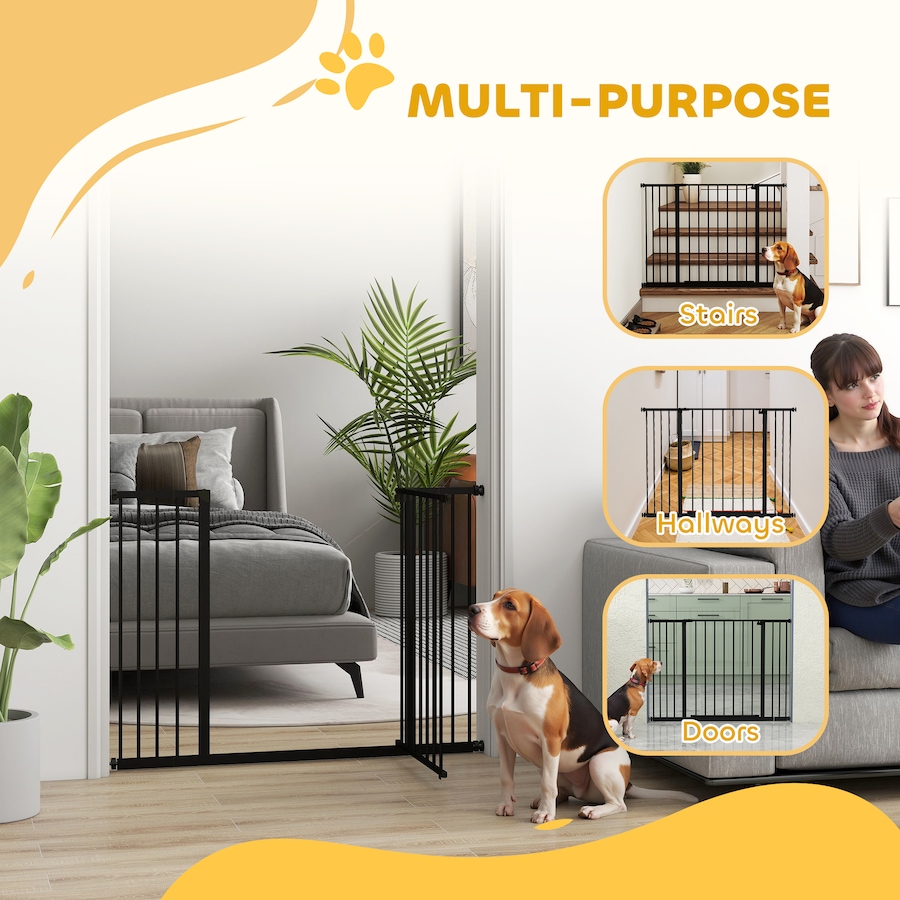 Image 962203_ALTMORE3.jpg, Product 962-203 / Price $72.99, PawHut Pressure Fitted Pet Dog Safety Gate Metal Fence 29.9'' Tall, Black from PawHut on TSC.ca's Home & Garden department