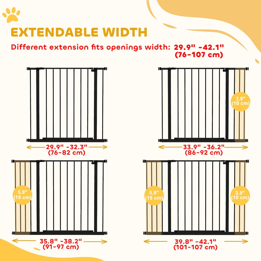 Image 962203_ALTMORE4.jpg, Product 962-203 / Price $72.99, PawHut Pressure Fitted Pet Dog Safety Gate Metal Fence 29.9'' Tall, Black from PawHut on TSC.ca's Home & Garden department