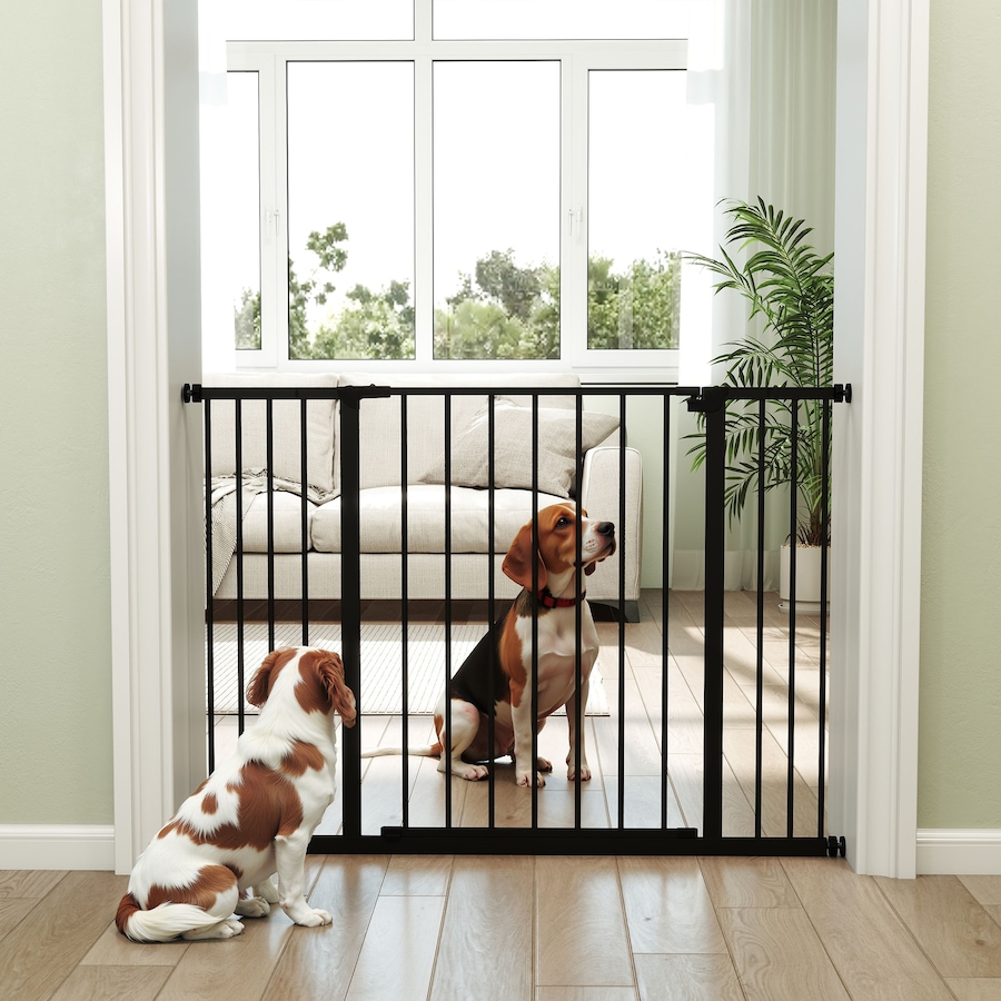 Image 962203_ALTMORE6.jpg, Product 962-203 / Price $72.99, PawHut Pressure Fitted Pet Dog Safety Gate Metal Fence 29.9'' Tall, Black from PawHut on TSC.ca's Home & Garden department