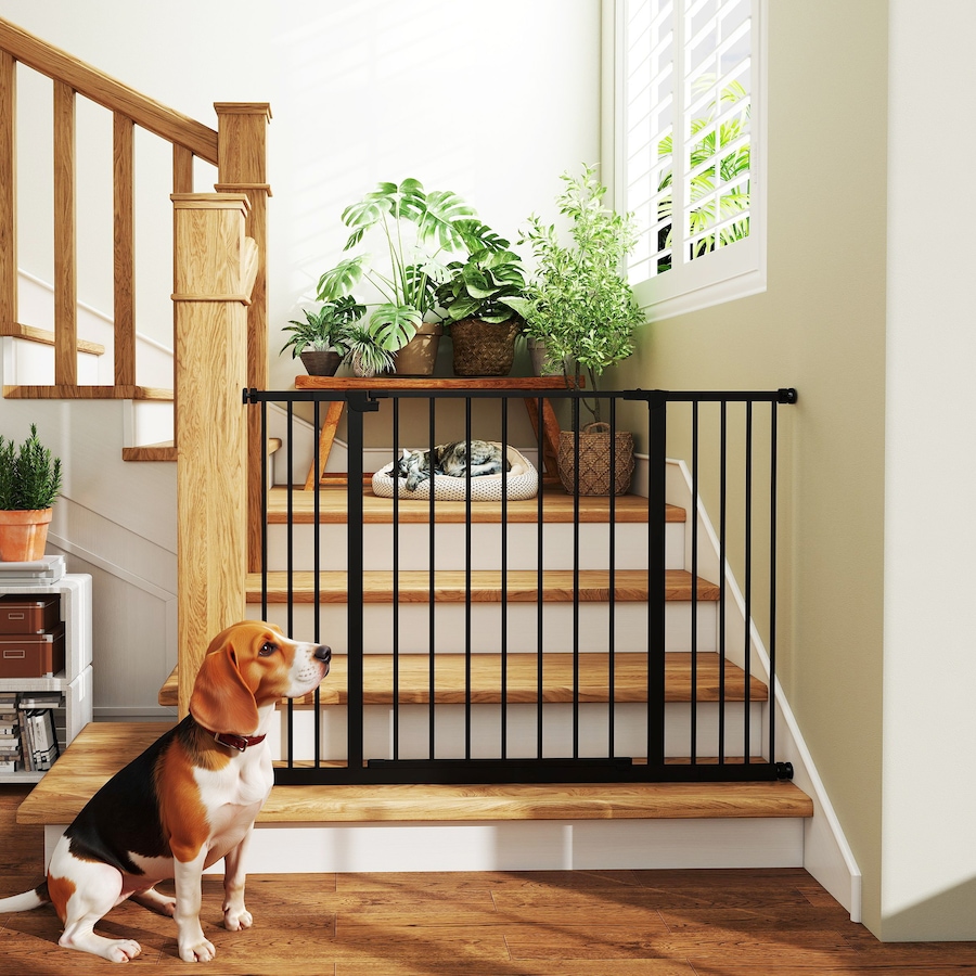 Image 962203_ALTMORE7.jpg, Product 962-203 / Price $72.99, PawHut Pressure Fitted Pet Dog Safety Gate Metal Fence 29.9'' Tall, Black from PawHut on TSC.ca's Home & Garden department