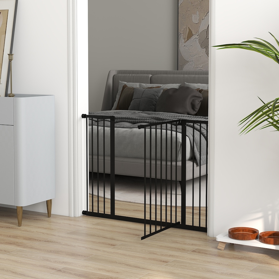 Image 962203_ALTMORE8.jpg, Product 962-203 / Price $72.99, PawHut Pressure Fitted Pet Dog Safety Gate Metal Fence 29.9'' Tall, Black from PawHut on TSC.ca's Home & Garden department