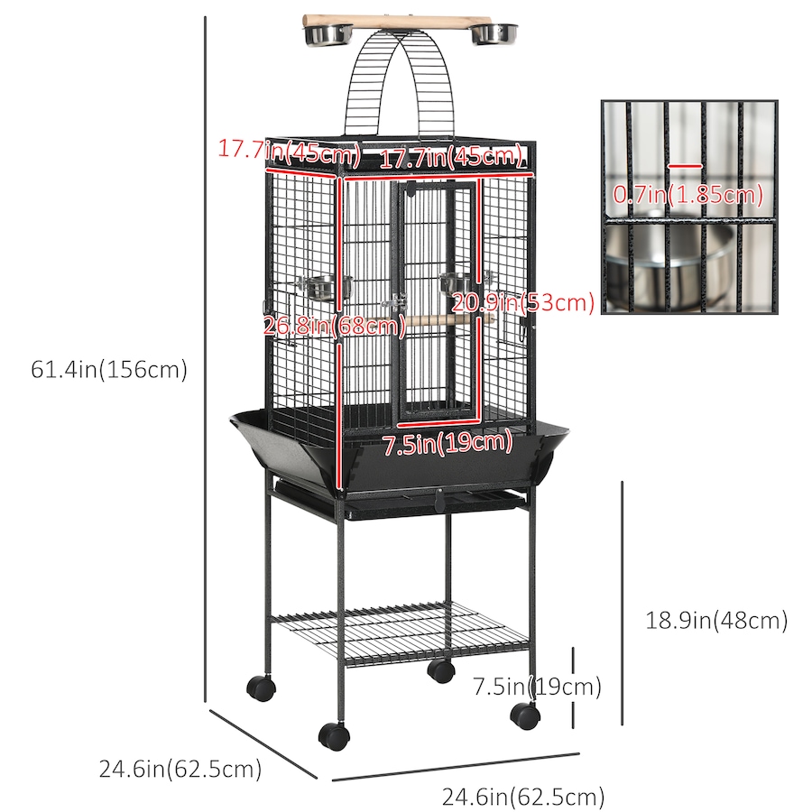 Image 962209_ALTMORE2.jpg, Product 962-209 / Price $154.99, PawHut 61.5 Inch Bird Cage Parakeet House for Cockatiel with Stand, Black from PawHut on TSC.ca's Home & Garden department