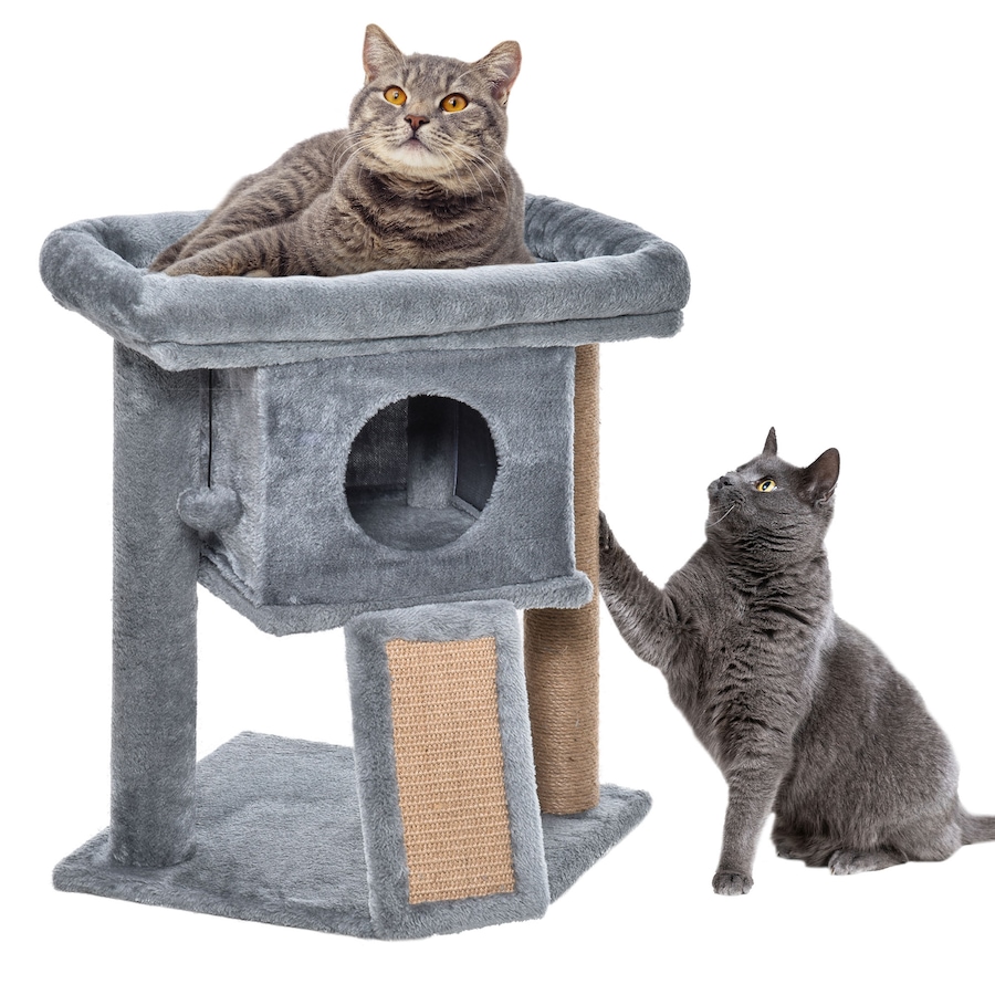 Image 962217.jpg, Product 962-217 / Price $55.99, PawHut Cat Tree, Small Cat Tower with Perch, Scratching Post, Grey from PawHut on TSC.ca's Home & Garden department