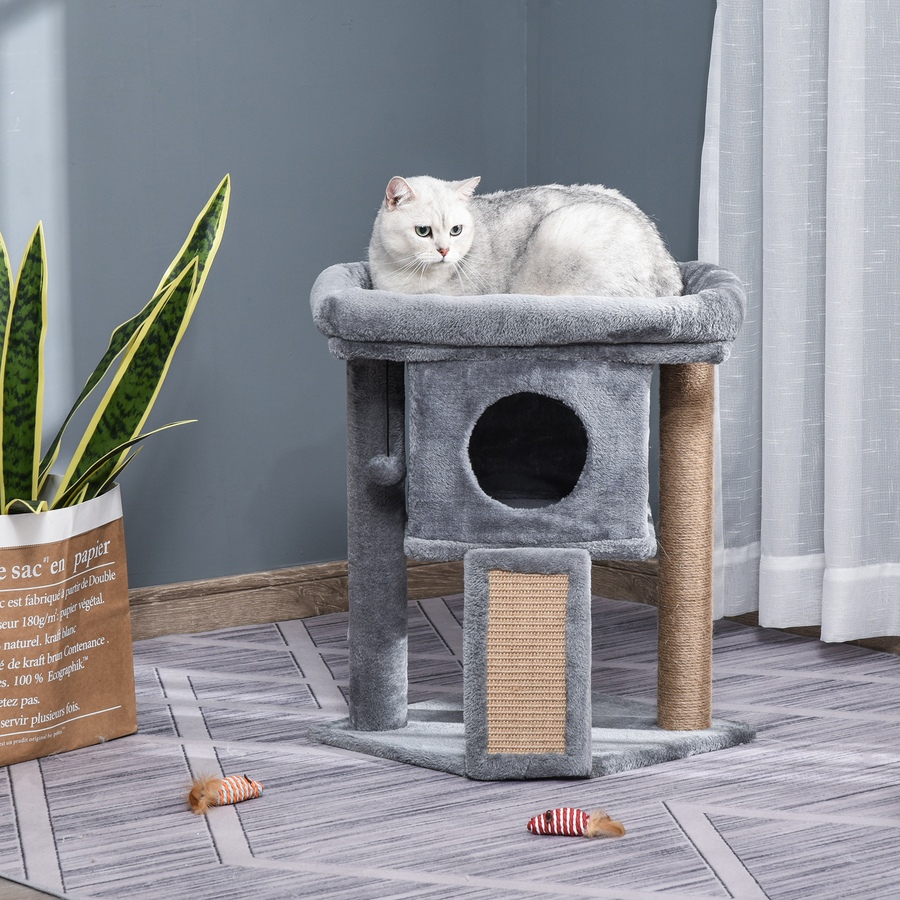 Image 962217_ALTMORE1.jpg, Product 962-217 / Price $55.99, PawHut Cat Tree, Small Cat Tower with Perch, Scratching Post, Grey from PawHut on TSC.ca's Home & Garden department