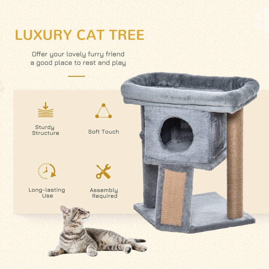Image 962217_ALTMORE3.jpg, Product 962-217 / Price $55.99, PawHut Cat Tree, Small Cat Tower with Perch, Scratching Post, Grey from PawHut on TSC.ca's Home & Garden department