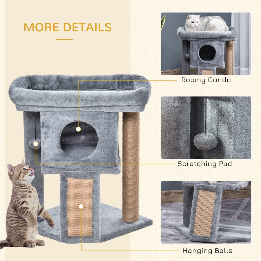 Image 962217_ALTMORE4.jpg, Product 962-217 / Price $55.99, PawHut Cat Tree, Small Cat Tower with Perch, Scratching Post, Grey from PawHut on TSC.ca's Home & Garden department