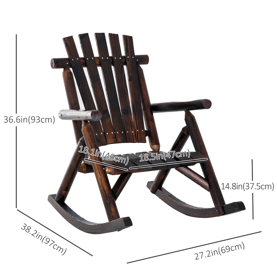 Image 962253_ALTMORE2.jpg, Product 962-253 / Price $155.99, Outsunny Outdoor Rocking Chair, Wood Adirondack Patio Rocker, High Back from Outsunny on TSC.ca's Home & Garden department