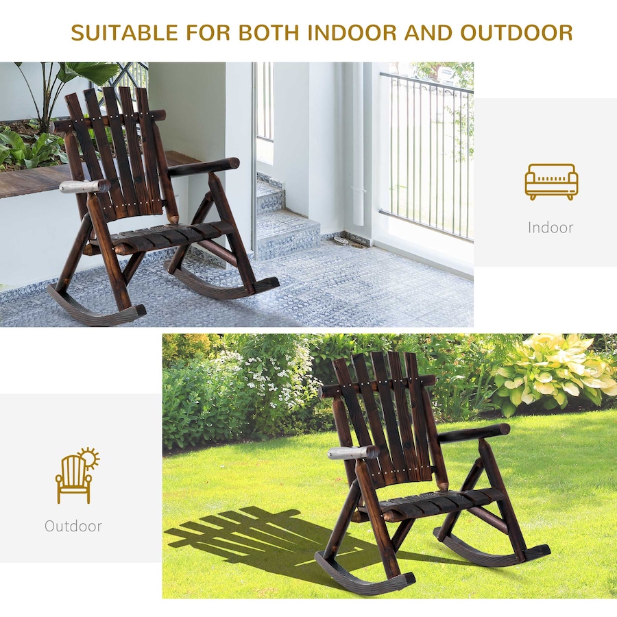 Image 962253_ALTMORE3.jpg, Product 962-253 / Price $155.99, Outsunny Outdoor Rocking Chair, Wood Adirondack Patio Rocker, High Back from Outsunny on TSC.ca's Home & Garden department
