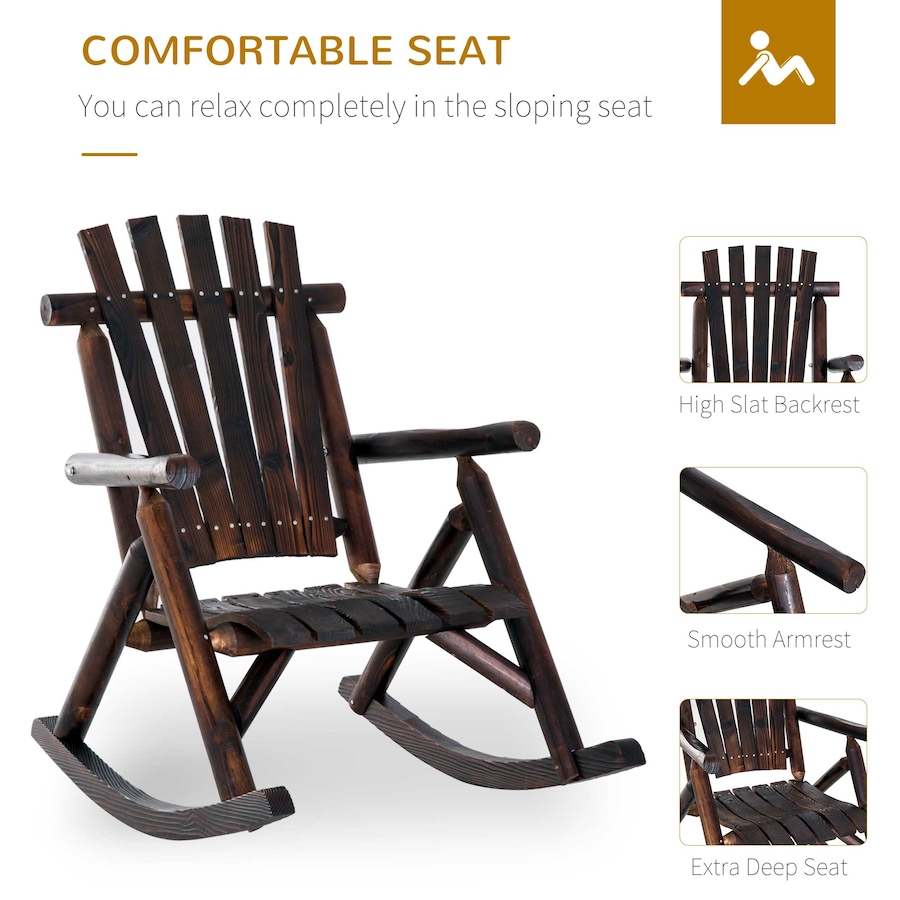 Image 962253_ALTMORE4.jpg, Product 962-253 / Price $155.99, Outsunny Outdoor Rocking Chair, Wood Adirondack Patio Rocker, High Back from Outsunny on TSC.ca's Home & Garden department