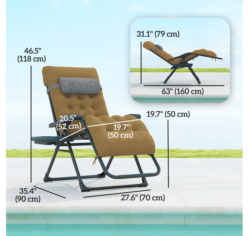 Image 962257_ALTMORE2.jpg, Product 962-257 / Price $109.99, Outsunny Padded Zero Gravity Chair, Folding Recliner Chair, Light Khaki from Outsunny on TSC.ca's Home & Garden department
