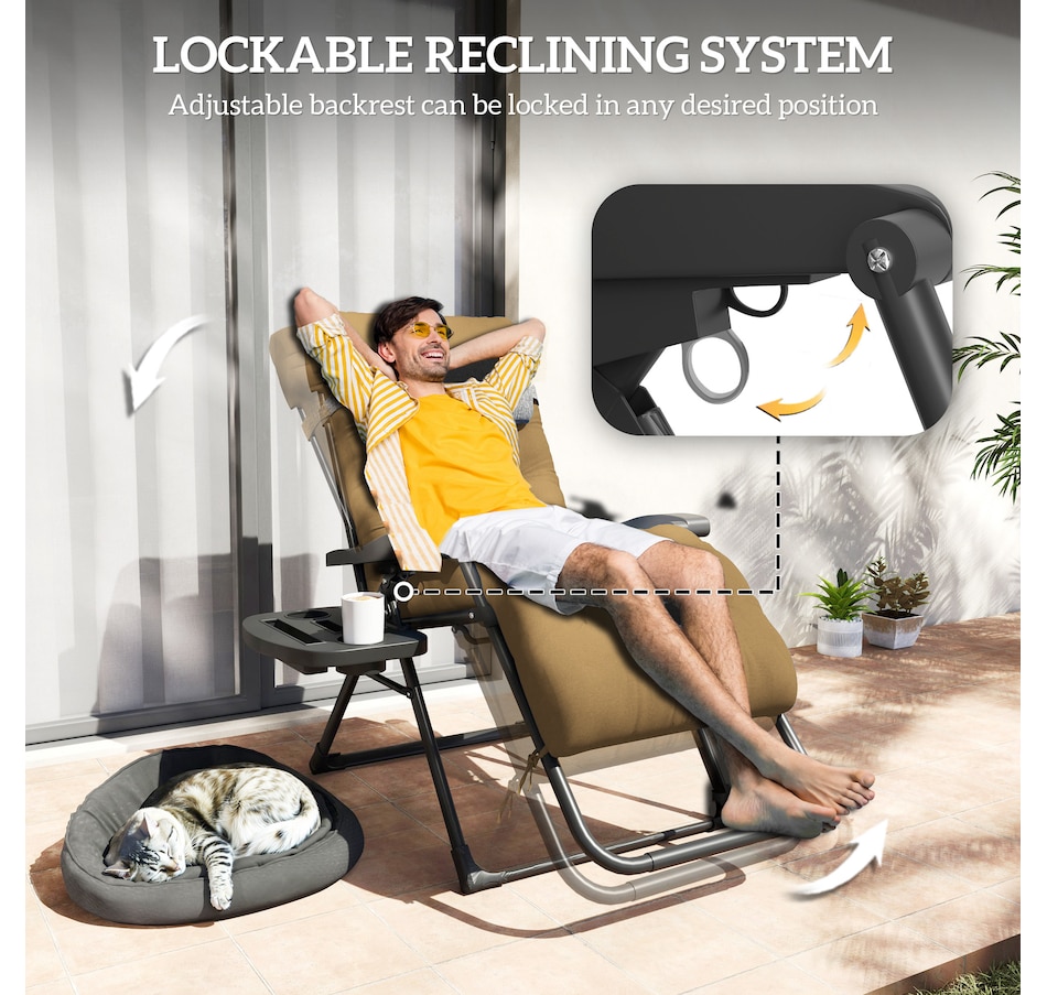 Image 962257_ALTMORE3.jpg, Product 962-257 / Price $109.99, Outsunny Padded Zero Gravity Chair, Folding Recliner Chair, Light Khaki from Outsunny on TSC.ca's Home & Garden department