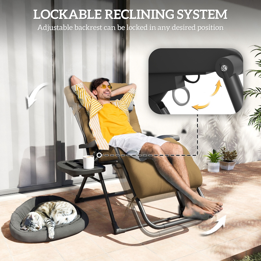 Image 962257_ALTMORE3.jpg, Product 962-257 / Price $113.99, Outsunny Padded Zero Gravity Chair, Folding Recliner Chair, Light Khaki from Outsunny on TSC.ca's Home & Garden department