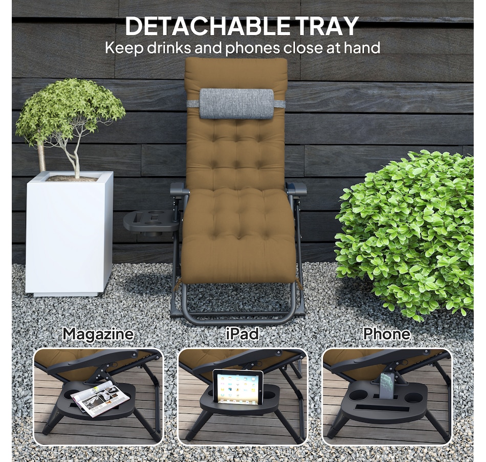 Image 962257_ALTMORE5.jpg, Product 962-257 / Price $109.99, Outsunny Padded Zero Gravity Chair, Folding Recliner Chair, Light Khaki from Outsunny on TSC.ca's Home & Garden department