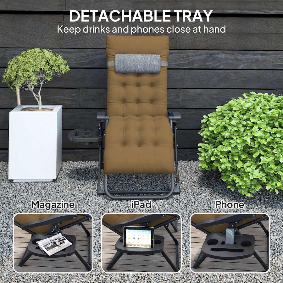 Image 962257_ALTMORE5.jpg, Product 962-257 / Price $113.99, Outsunny Padded Zero Gravity Chair, Folding Recliner Chair, Light Khaki from Outsunny on TSC.ca's Home & Garden department