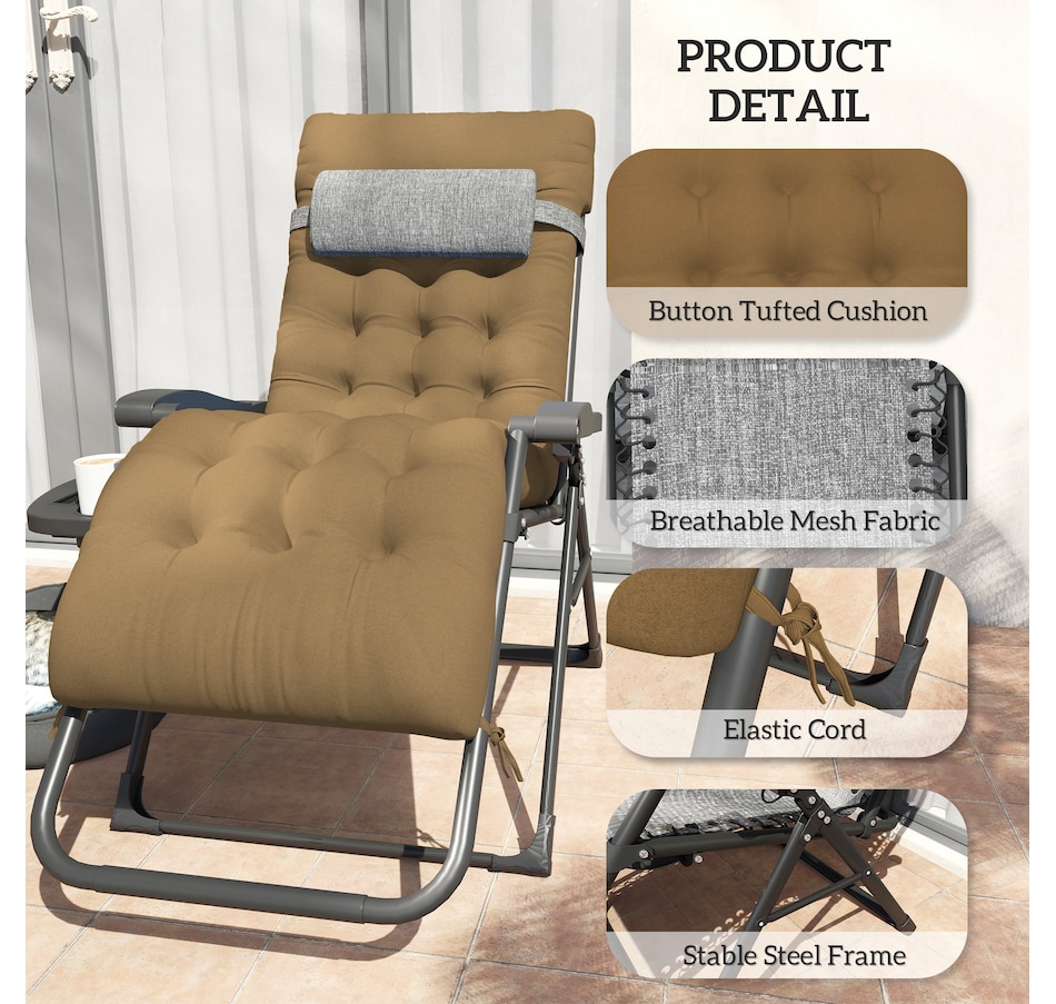 Image 962257_ALTMORE6.jpg, Product 962-257 / Price $109.99, Outsunny Padded Zero Gravity Chair, Folding Recliner Chair, Light Khaki from Outsunny on TSC.ca's Home & Garden department