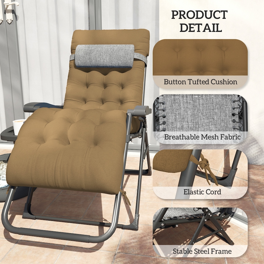 Image 962257_ALTMORE6.jpg, Product 962-257 / Price $113.99, Outsunny Padded Zero Gravity Chair, Folding Recliner Chair, Light Khaki from Outsunny on TSC.ca's Home & Garden department
