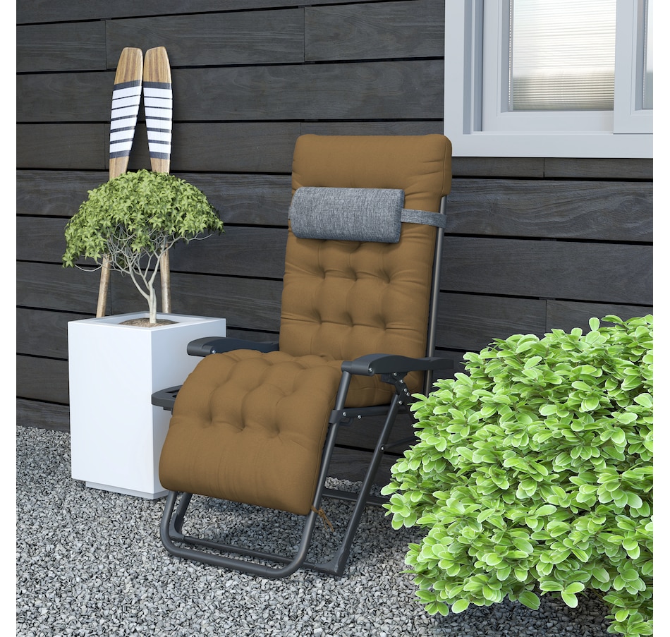 Image 962257_ALTMORE7.jpg, Product 962-257 / Price $109.99, Outsunny Padded Zero Gravity Chair, Folding Recliner Chair, Light Khaki from Outsunny on TSC.ca's Home & Garden department